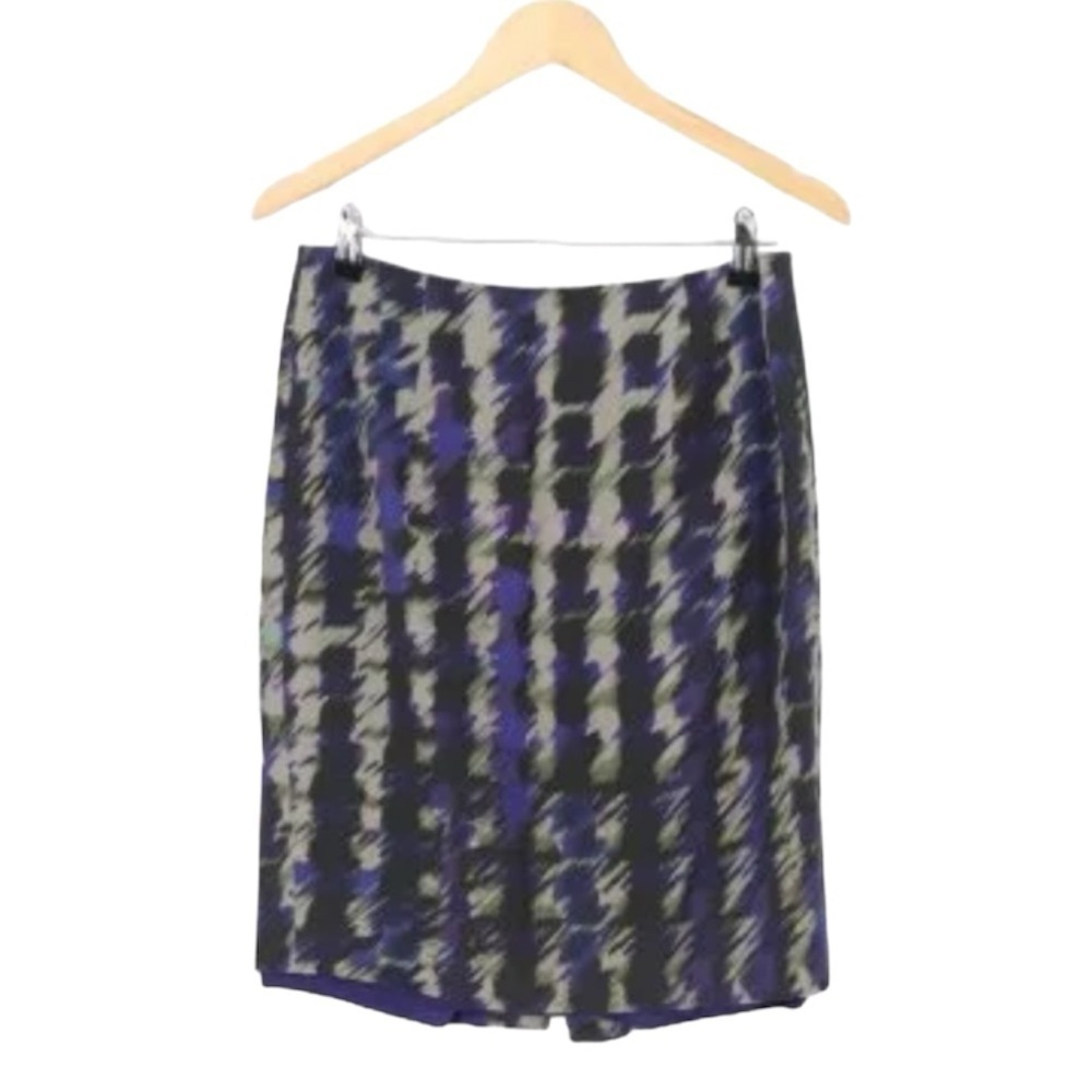 Hugo Boss- Nwt Purple Grey And Black Printed Pencil Midi Skirt